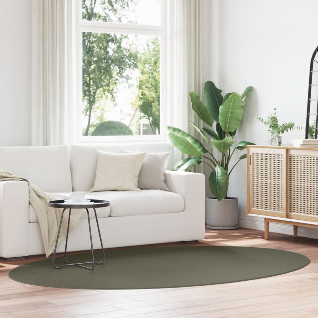 Berkfield Home Rugs Forest Green Polypropylene 160 x 230 cm Area Rug Oval - Size: Medium - image 1