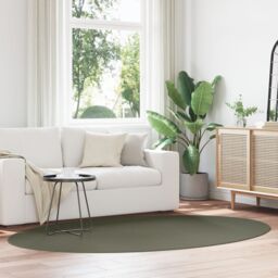 Berkfield Home Rugs Forest Green Polypropylene 160 x 230 cm Area Rug Oval - Size: Medium - thumbnail 1