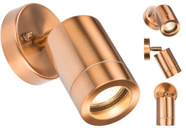 Netlighting Adjustable Wall Light Copper Colour 230V IP65 GU10 35W in Brown