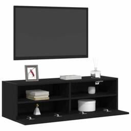 Berkfield Home TV Wall Cabinet Black Oak 100x30x30 cm Engineered Wood - Size: 100 x 30 x 30 cm - thumbnail 1