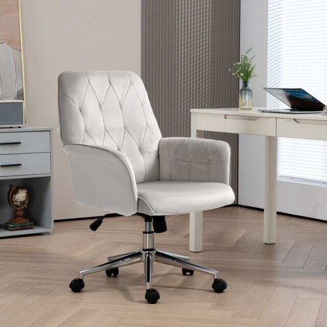 VINSETTO Computer Chair w/Armrest Modern Style Tufted For Home Office Dining Room in Light Grey - image 1