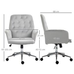 VINSETTO Computer Chair w/Armrest Modern Style Tufted For Home Office Dining Room in Light Grey - thumbnail 3