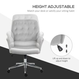 VINSETTO Computer Chair w/Armrest Modern Style Tufted For Home Office Dining Room in Light Grey - thumbnail 4