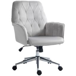 VINSETTO Computer Chair w/Armrest Modern Style Tufted For Home Office Dining Room in Light Grey - thumbnail 2