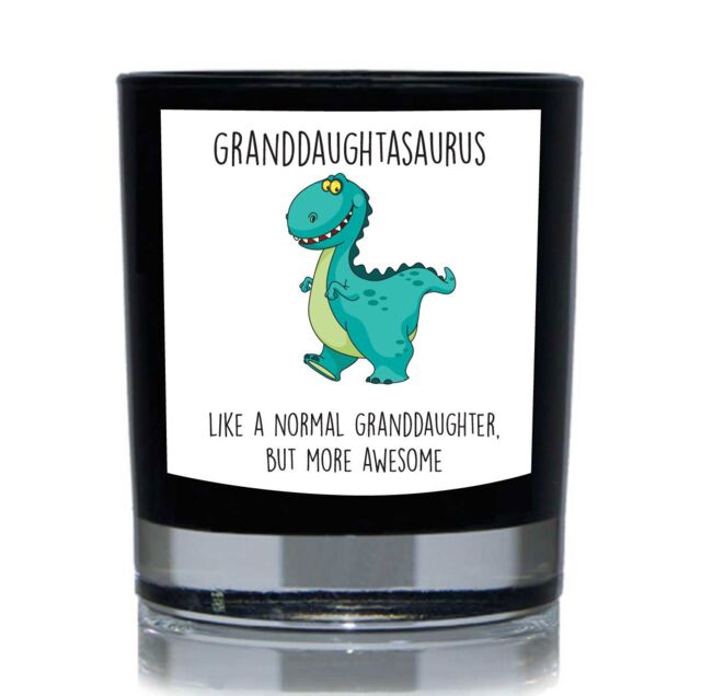 60 SECOND MAKEOVER Grandaughtersaurus, Like A Normal Grandaughter But More Awesome, Dinosaur Funny 20cl Candle in Black