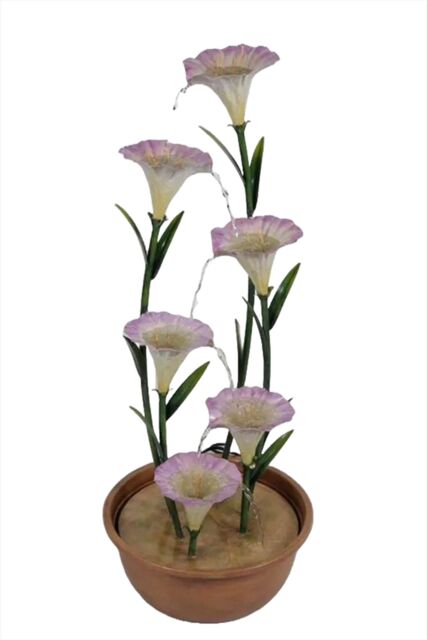 Primrose Potted Pink Lily Tiered Cascading Zinc Outdoor Garden Water Feature in Terracotta - image 1