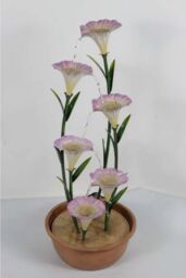 Primrose Potted Pink Lily Tiered Cascading Zinc Outdoor Garden Water Feature in Terracotta - thumbnail 2