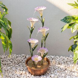 Primrose Potted Pink Lily Tiered Cascading Zinc Outdoor Garden Water Feature - thumbnail 1