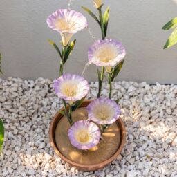 Primrose Potted Pink Lily Tiered Cascading Zinc Outdoor Garden Water Feature - thumbnail 3