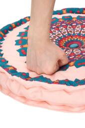 Living and Home Ethnic Geometric Round Tatami Seat Cushion in Pink - thumbnail 9