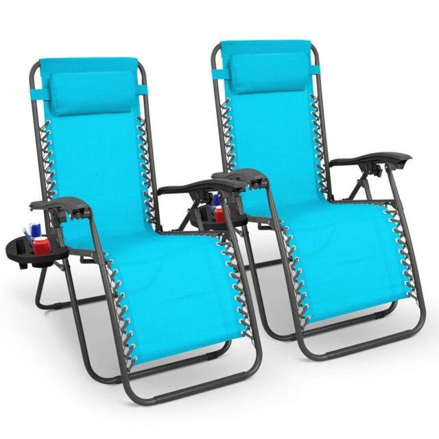 Keplin Set of 2 Heavy Duty Zero Gravity Chairs - Garden Recliners in Teal - image 1