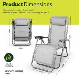 Keplin Set of 2 Heavy Duty Zero Gravity Chairs - Garden Recliners in Teal - thumbnail 2