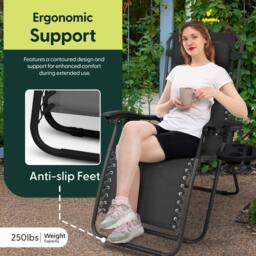 Keplin Set of 2 Heavy Duty Zero Gravity Chairs - Garden Recliners in Teal - thumbnail 8