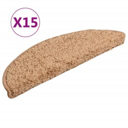 Berkfield Home Carpet Stair Treads 15 pcs Beige 56x17x3 cm - Size: Medium - thumbnail 2