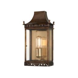 Netlighting Regents Park 1 Light Outdoor Wall Lantern Light Antique Brass IP44 E27 in Yellow