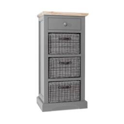 Statement Furniture Florence Tallboy with Drawer & 3 Storage Baskets in Light Grey - thumbnail 3