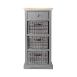 Statement Furniture Florence Tallboy with Drawer & 3 Storage Baskets in Light Grey - thumbnail 5
