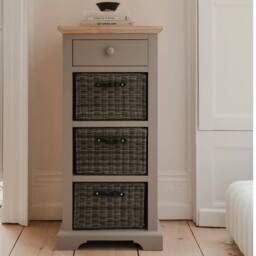 Statement Furniture Florence Tallboy with Drawer & 3 Storage Baskets in Light Grey - thumbnail 2