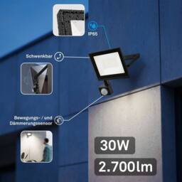 BRILONER Black LED Floodlight Outdoor Wall Light Motion Sensor Security IP65 - thumbnail 2
