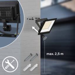BRILONER Black LED Floodlight Outdoor Wall Light Motion Sensor Security IP65 - thumbnail 3