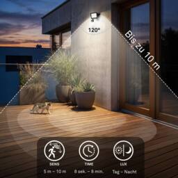 BRILONER Black LED Floodlight Outdoor Wall Light Motion Sensor Security IP65 - thumbnail 5