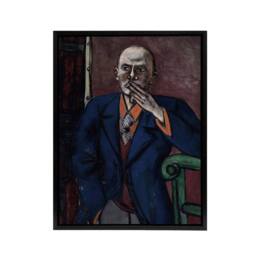 "Artery8 1950 Self Portrait With Cigarette Beckmann Black Framed Canvas Art - Size: W12"" x H16""" - thumbnail 1