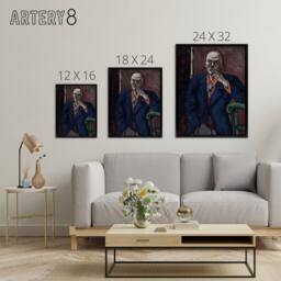 "Artery8 1950 Self Portrait With Cigarette Beckmann Black Framed Canvas Art - Size: W12"" x H16""" - thumbnail 4