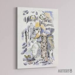"Artery8 Ghosts Design for Urne Buriall Book Nash Canvas Wall Art Print - Size: W12"" x H16""" - thumbnail 2