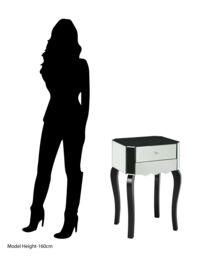 Orsina Modern 1 Drawer Mirrored Glass Side Table, Sleek Side Table For Livingroom, Glass Finished Bedside Table in Silver - thumbnail 3