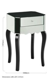 Orsina Modern 1 Drawer Mirrored Glass Side Table, Sleek Side Table For Livingroom, Glass Finished Bedside Table in Silver - thumbnail 2