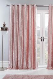 OHS Ready Made Eyelet Crushed Velvet Curtains, Blush in Light Pink - Size: 167 cm width x 228 cm drop - thumbnail 1