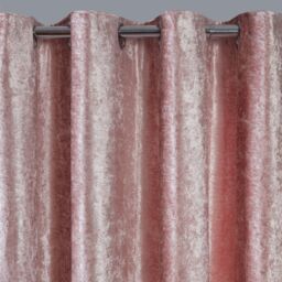 OHS Ready Made Eyelet Crushed Velvet Curtains, Blush in Light Pink - Size: 167 cm width x 228 cm drop - thumbnail 3