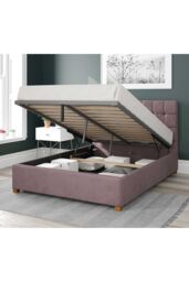 Aspire Sinatra Upholstered Ottoman Storage Bed, Plush Velvet Fabric in Rose - Size: Double - thumbnail 2