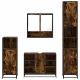 Berkfield Home 4¬†Piece Bathroom Furniture Set¬†Smoked Oak Engineered Wood in Brown - thumbnail 5