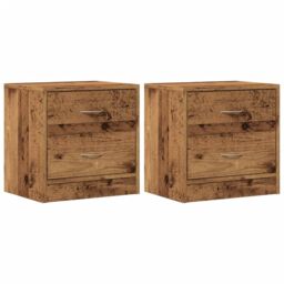 Berkfield Home Bedside Cabinets 2 pcs Old Wood 40x30x40 cm Engineered Wood in Brown - Size: 40 x 30 x 40 cm - thumbnail 2