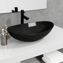 Berkfield Home Basin Tempered Glass 54.5x35x15.5 cm Black