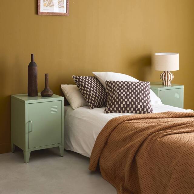 sweeek Set of 2 industrial bedside tables, 1 door in Light Green - image 1