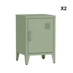sweeek Set of 2 industrial bedside tables, 1 door in Light Green - thumbnail 6