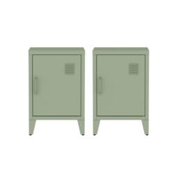 sweeek Set of 2 industrial bedside tables, 1 door in Light Green - thumbnail 7