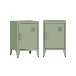 sweeek Set of 2 industrial bedside tables, 1 door in Light Green - thumbnail 2