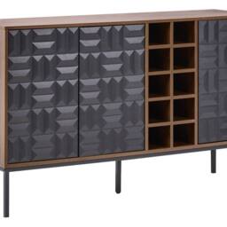 Wyld and Coco Timberline Home Sideboard Dark Brown Wood Steel Legs 3 Doors and Built - thumbnail 2