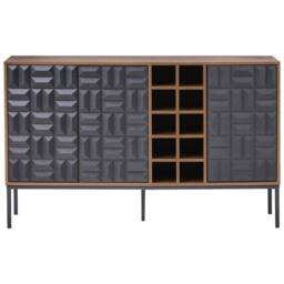 Wyld and Coco Timberline Home Sideboard Dark Brown Wood Steel Legs 3 Doors and Built - thumbnail 5