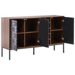 Wyld and Coco Timberline Home Sideboard Dark Brown Wood Steel Legs 3 Doors and Built - thumbnail 4