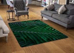 Benjamin Tate Design Green Leaves, Abstract Flora Texture Designer Rug in Natural - Size: Large - thumbnail 2