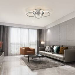 NIVOR 58W Dimmable LED Ceiling Light, 4-Ring Acrylic Chandelier Chrome Finish in Silver - thumbnail 8