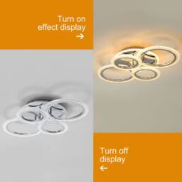 NIVOR 58W Dimmable LED Ceiling Light, 4-Ring Acrylic Chandelier Chrome Finish in Silver - thumbnail 3