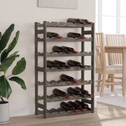 Berkfield Home Wine Rack for 42 Bottles Grey Solid Wood Pine - thumbnail 1
