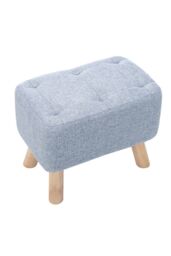 Living and Home Light Blue Linen Fabric Footstool Pouffe Ottoman with Pocket - thumbnail 3