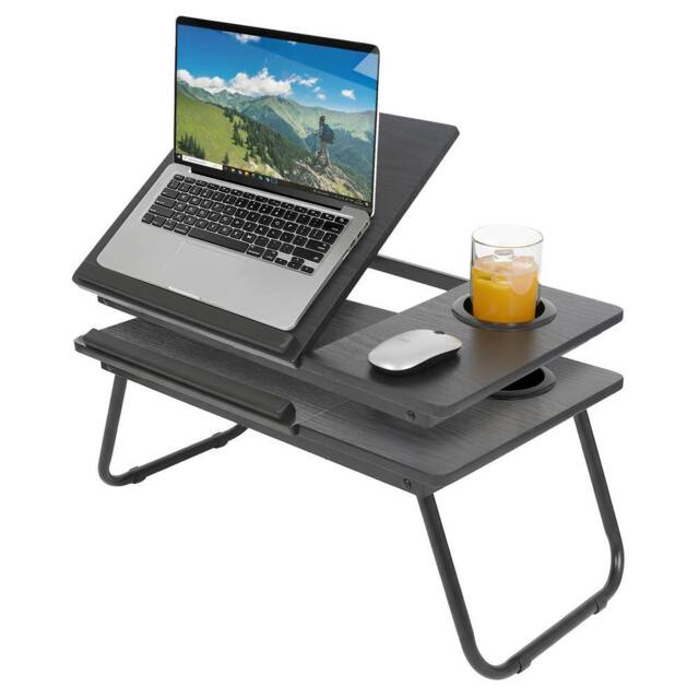 Harbour Housewares Folding Lap Desks with Cupholder - Black - Pack of 2 - image 1