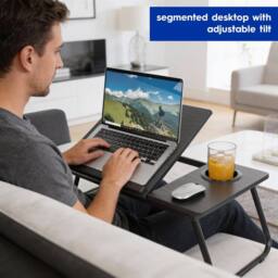 Harbour Housewares Folding Lap Desks with Cupholder - Black - Pack of 2 - thumbnail 2